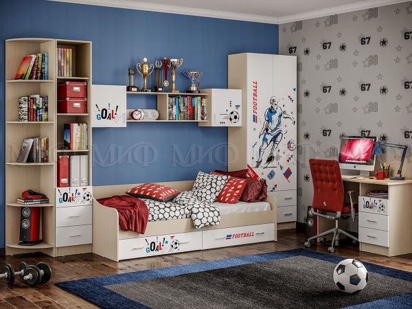 Детский Гарнитур Звезда Boy (Ш-3612 мм х Г-952 мм x В-2200 мм)